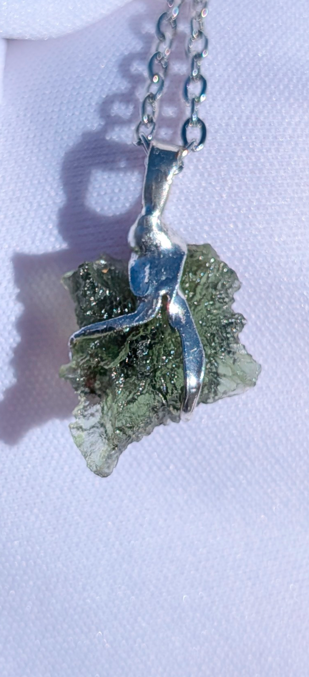 Moldavite Hand-Made Pendant #10 With Bohemian Garnets - 1.8g