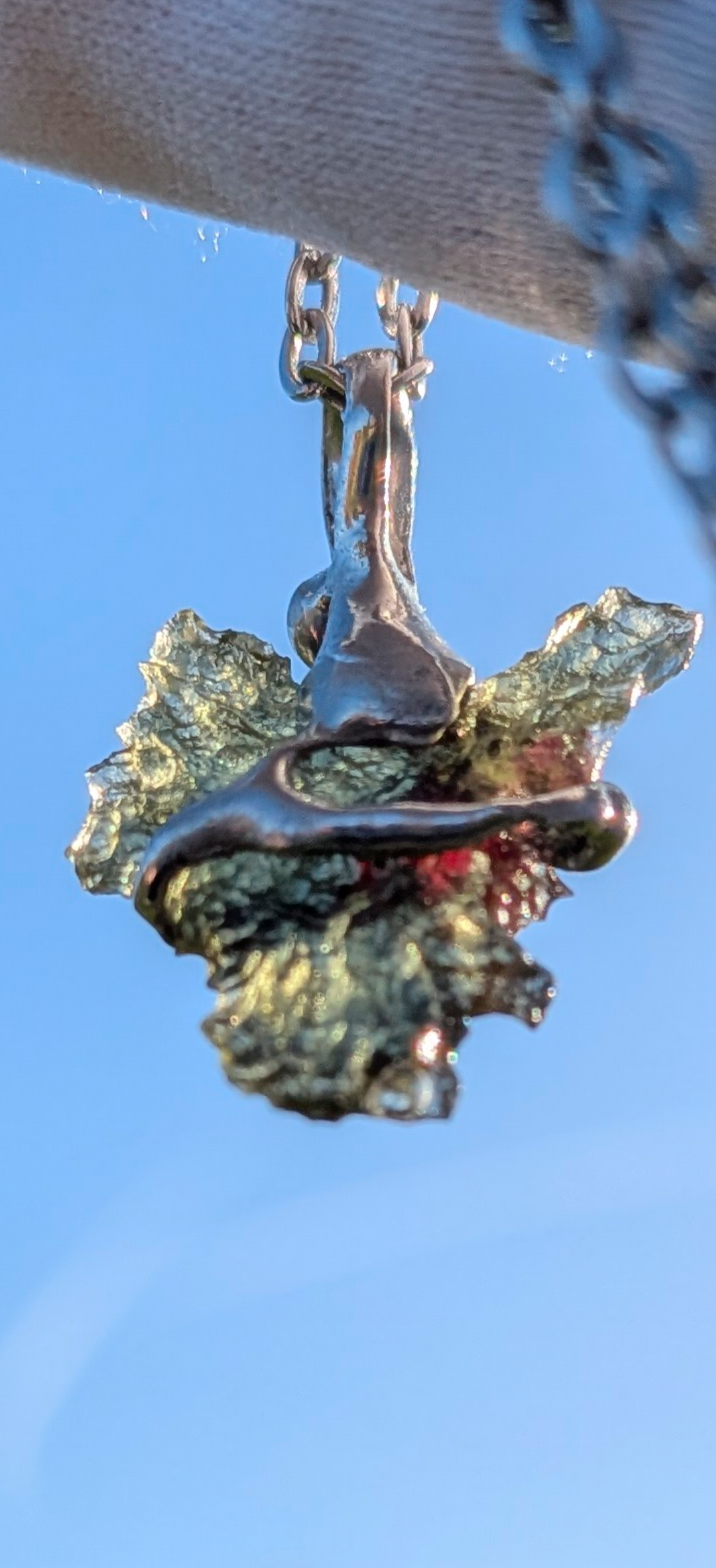 Moldavite Hand-Made Pendant #22 - With Bohemian Garnet - 2.71g