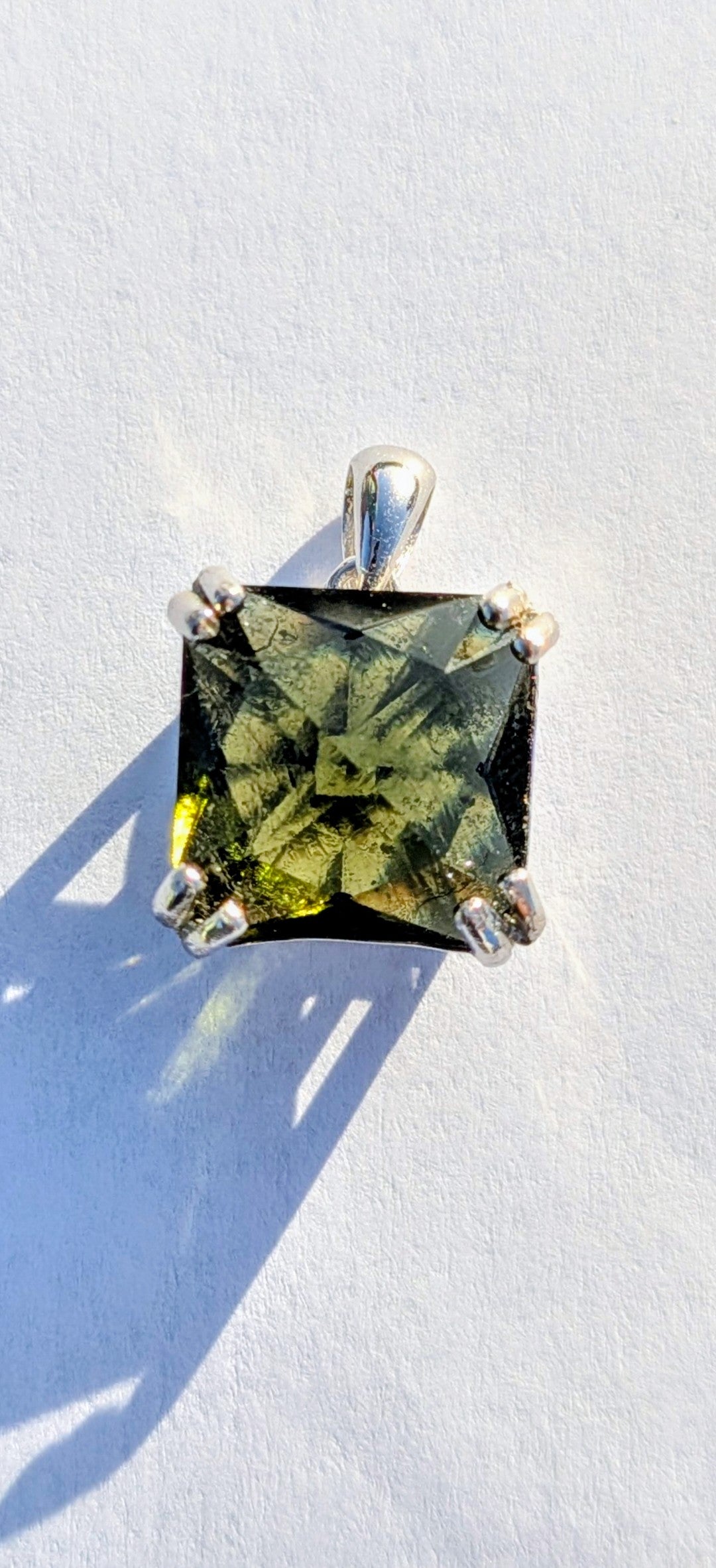 Barion Fancy Cut Moldavite Gemstone In 925 Silver #26- 5.51ct