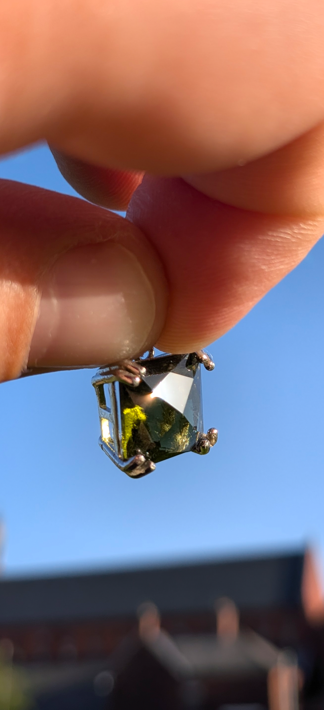 Barion Fancy Cut Moldavite Gemstone In 925 Silver #26- 5.51ct