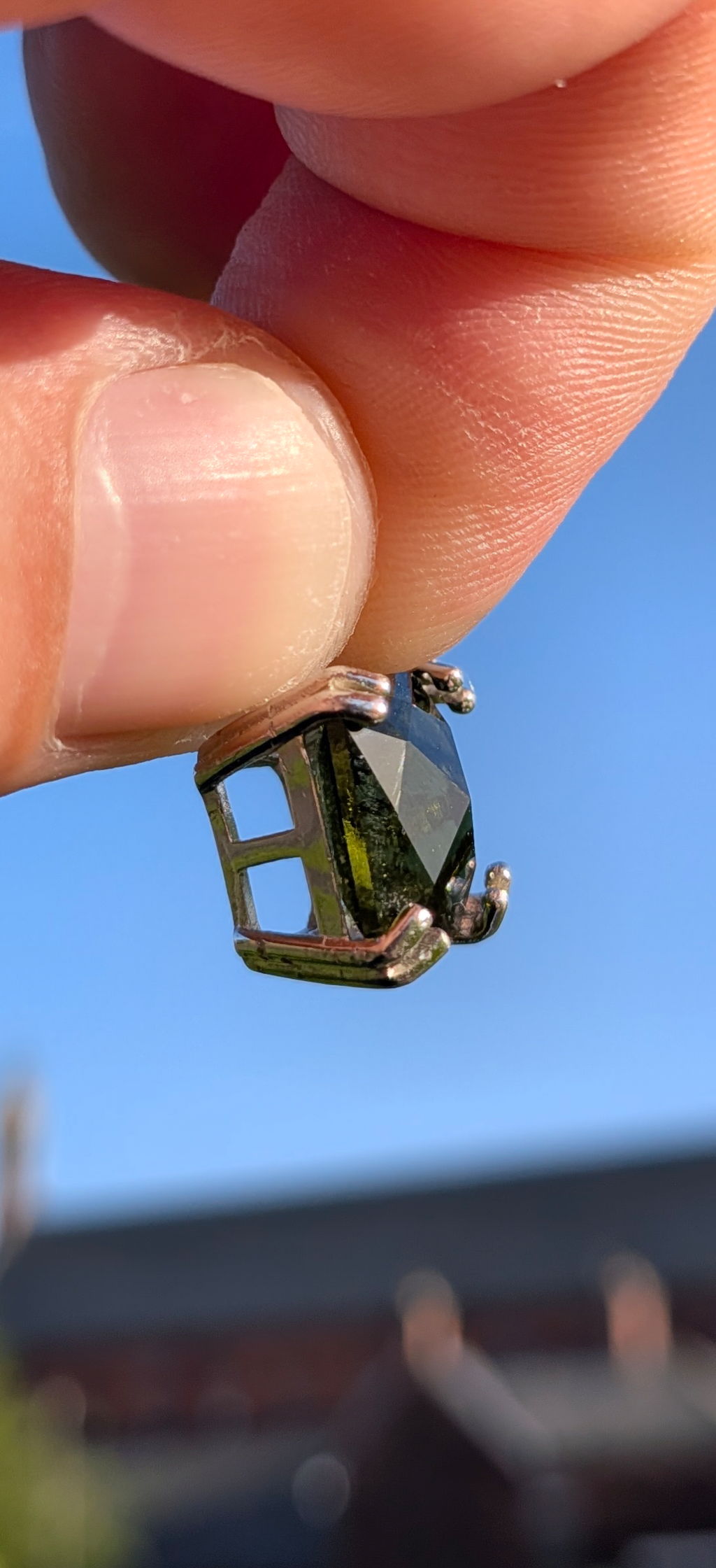 Barion Fancy Cut Moldavite Gemstone In 925 Silver #26- 5.51ct