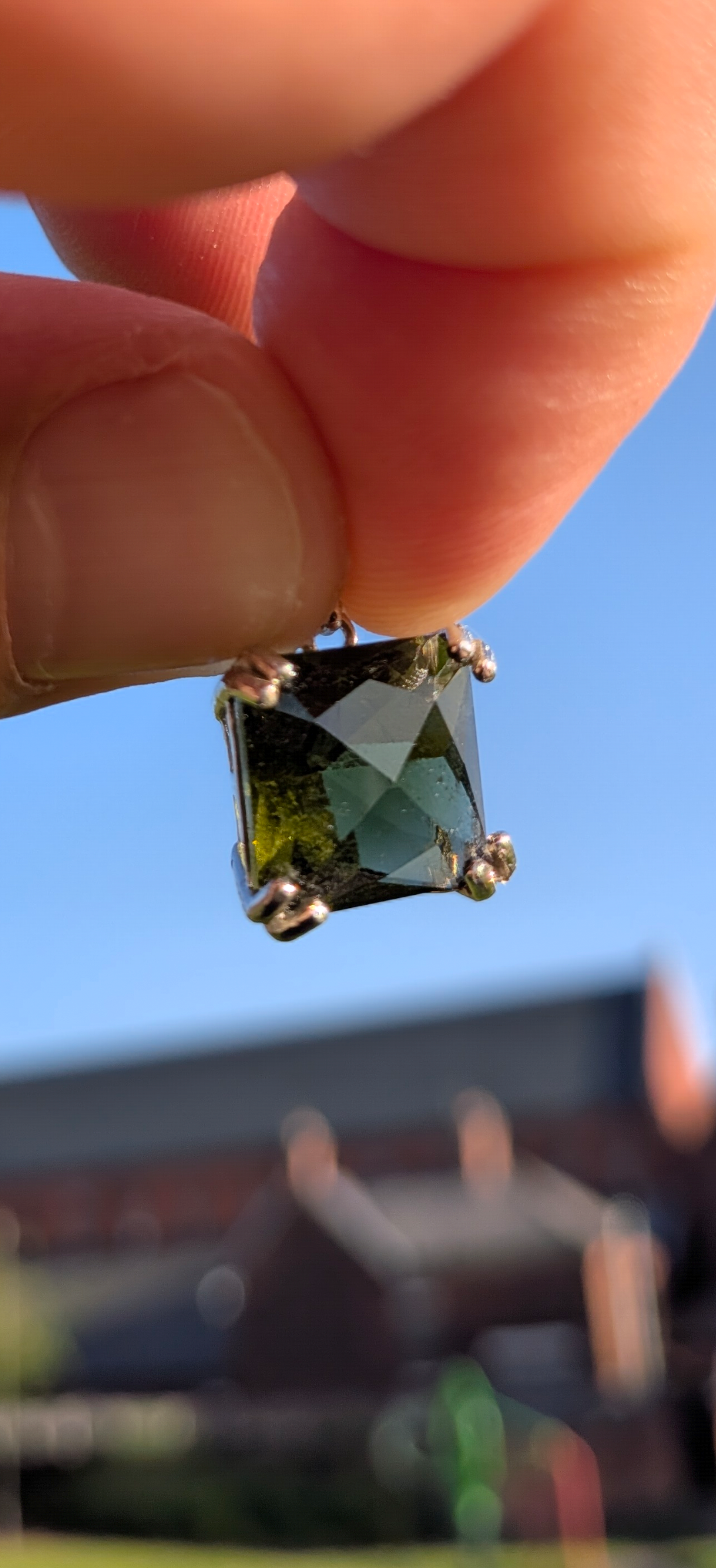 Barion Fancy Cut Moldavite Gemstone In 925 Silver #26- 5.51ct