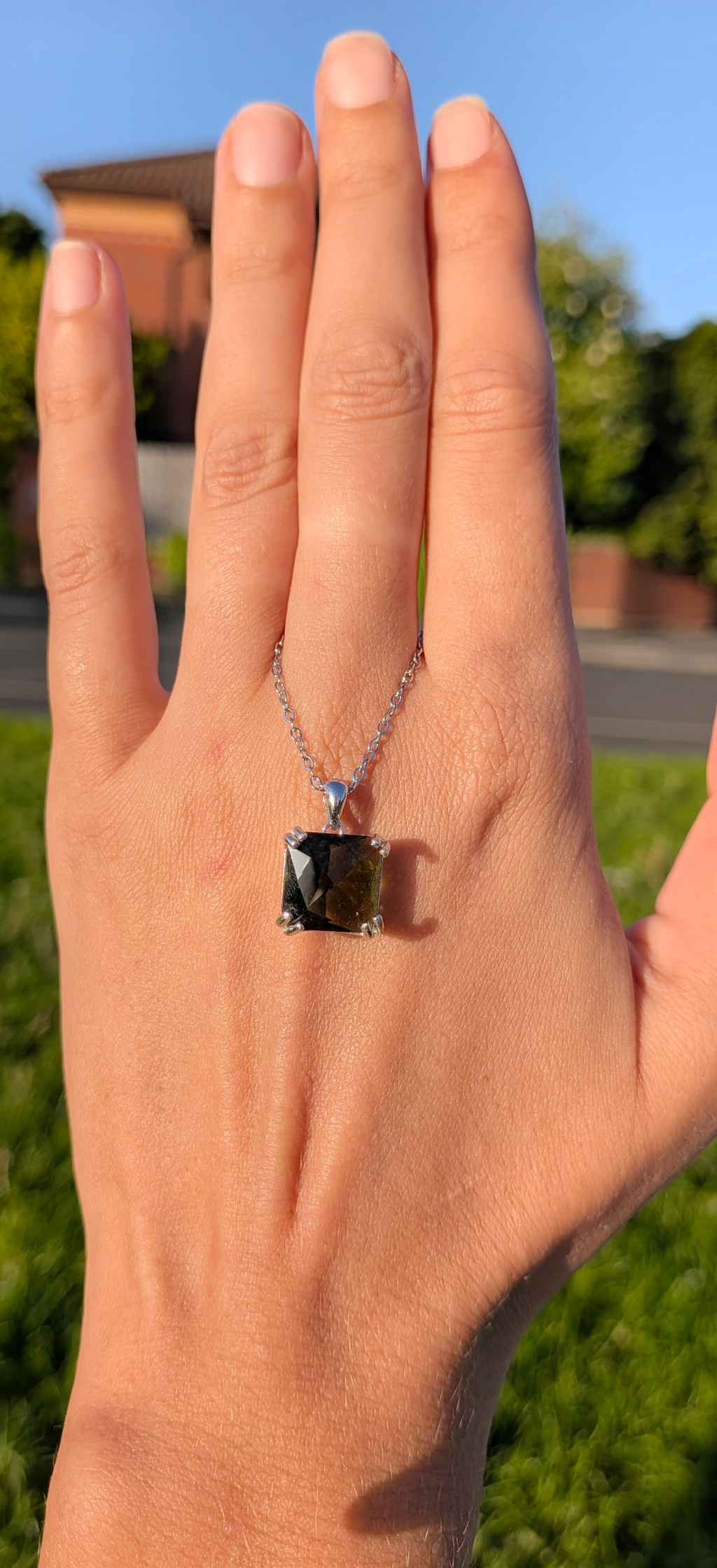 Barion Fancy Cut Moldavite Gemstone In 925 Silver #26- 5.51ct
