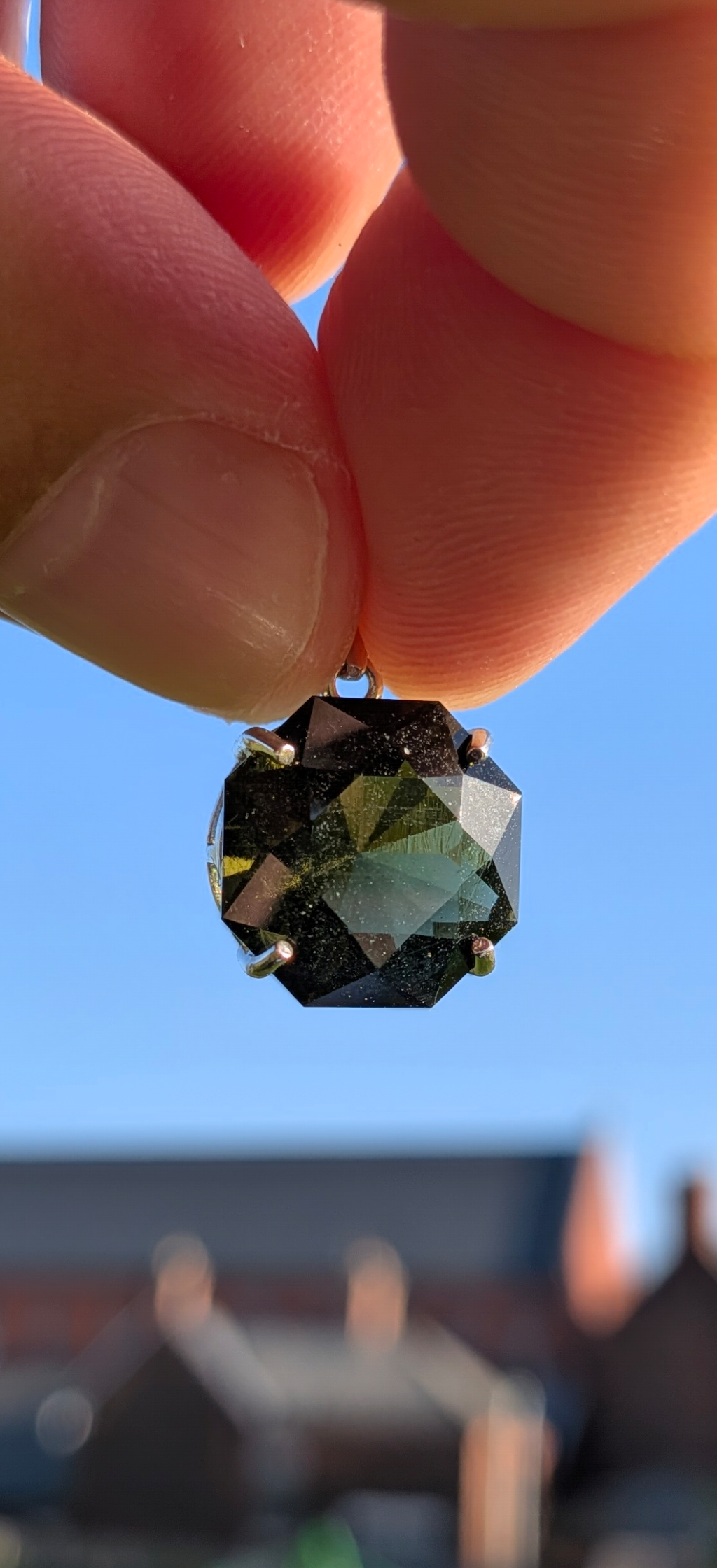 Octagon Cut Moldavite Gemstone In 925 Silver #27 - 5.81ct