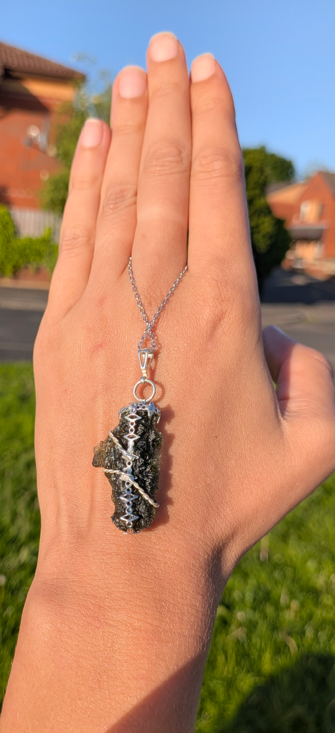 Moldavite Rope Tied Pendant - Nesmen 6.83g - 925 Silver #28