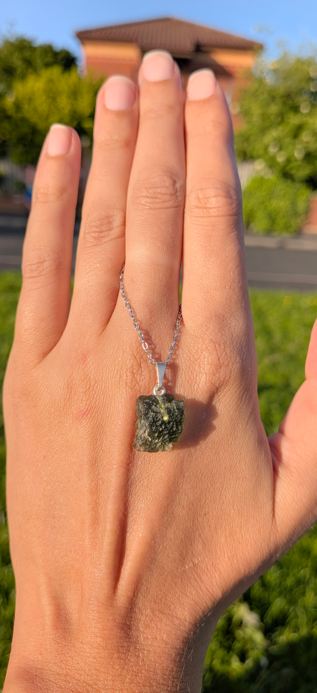 Moldavite Freeform Pendant - 925 Silver - #30