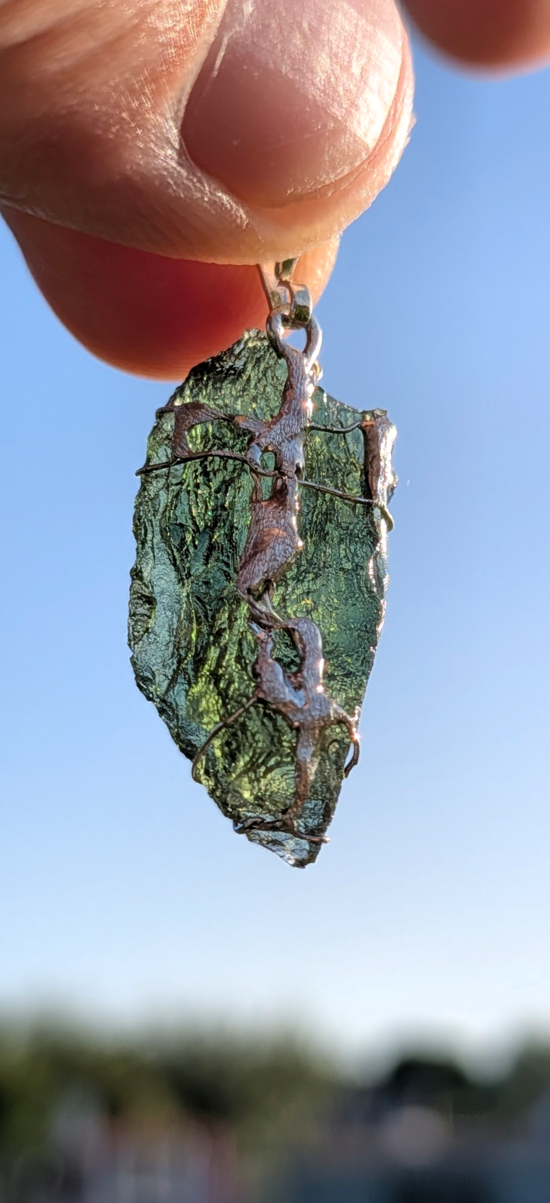 Moldavite Infinity Feather Pendant - Nesmen 2.1g - 925 Silver #32