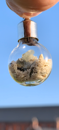 Bulb Pendant With Tiny Moldavite Pieces In Mother Soil, Chain #36