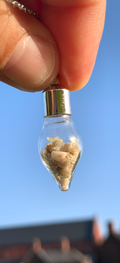 Drop Bauble Pendant With Tiny Moldavites In Mother Soil, Chain #39
