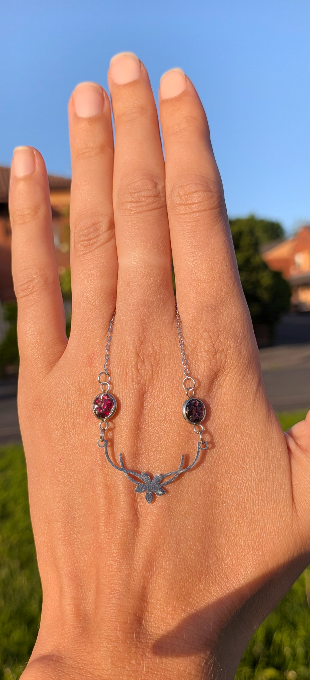 Flower With Bohemian Garnets #42