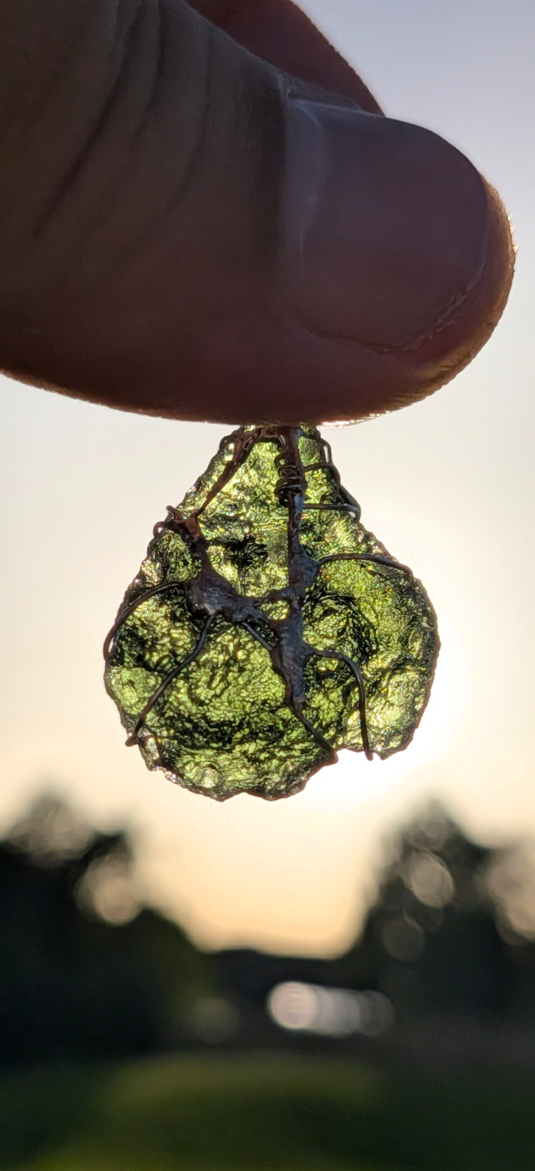 Moldavite With 925 Silver Paw Pendant, Marouskovo Pole 3,23g #43