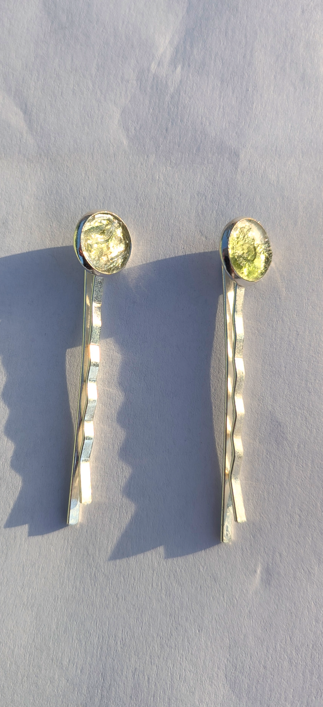 Hair Pin WIth Tiny Moldavites 2x #53