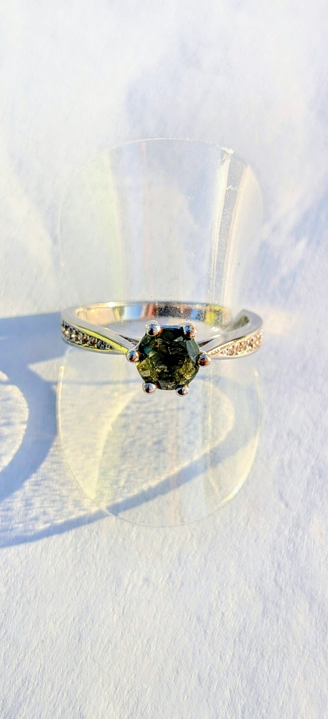 Moldavite Gemstone Ring 0,5ct #56