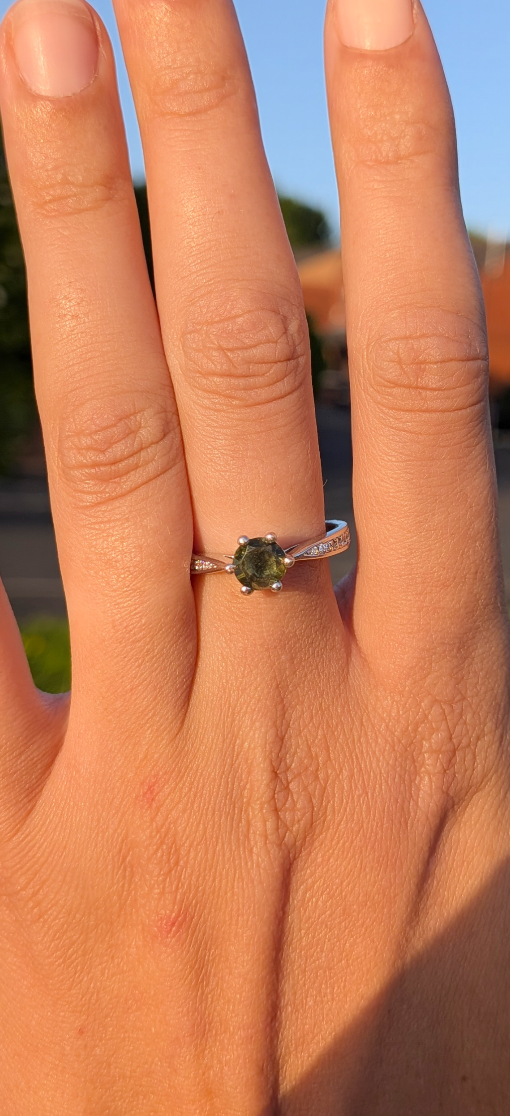 Moldavite Gemstone Ring 0,5ct #56
