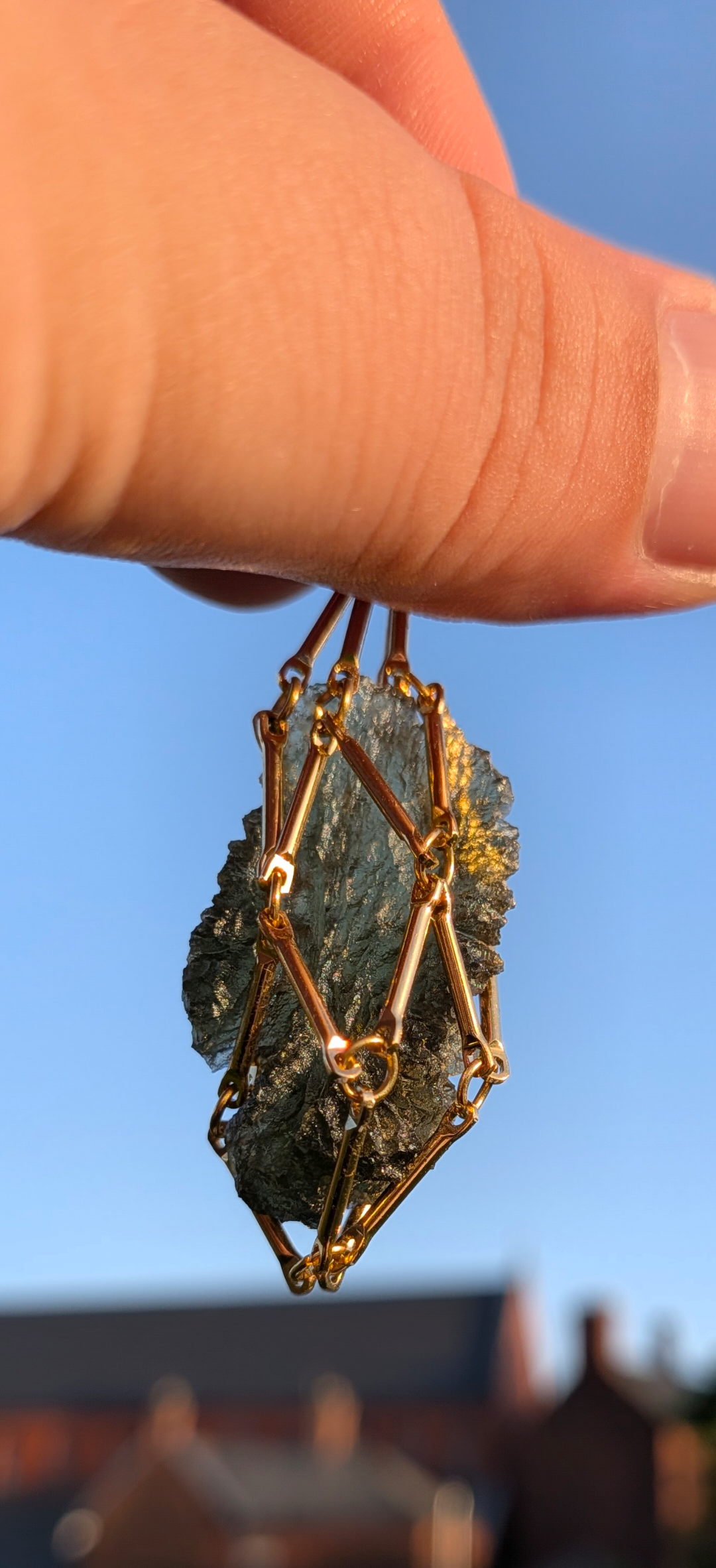 Gold Plated Caged Freeform Pendant - Olesnice 3,95g #64