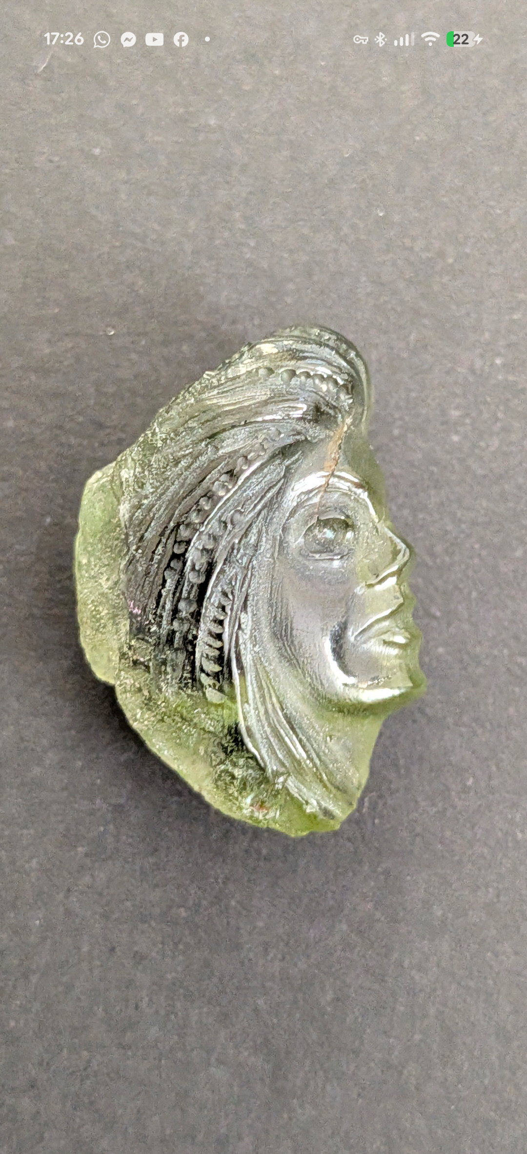 Moldavite Art-Glyptic - Ancient Face #76 - 4.94g