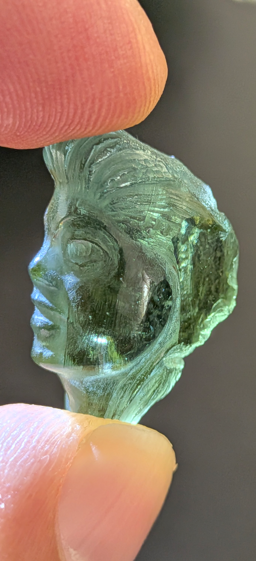 Moldavite Art-Glyptic - Ancient Face #76 - 4.94g