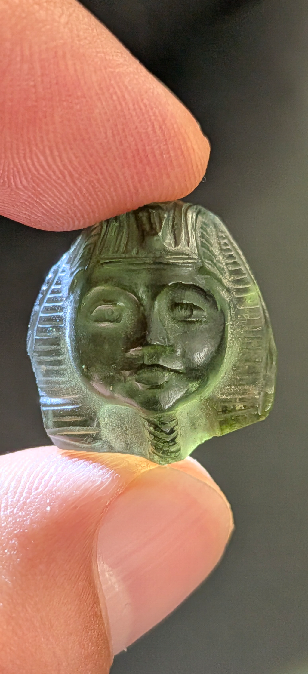 Moldavite Art-Glyptic - Pharaoh #77 - 4.56g