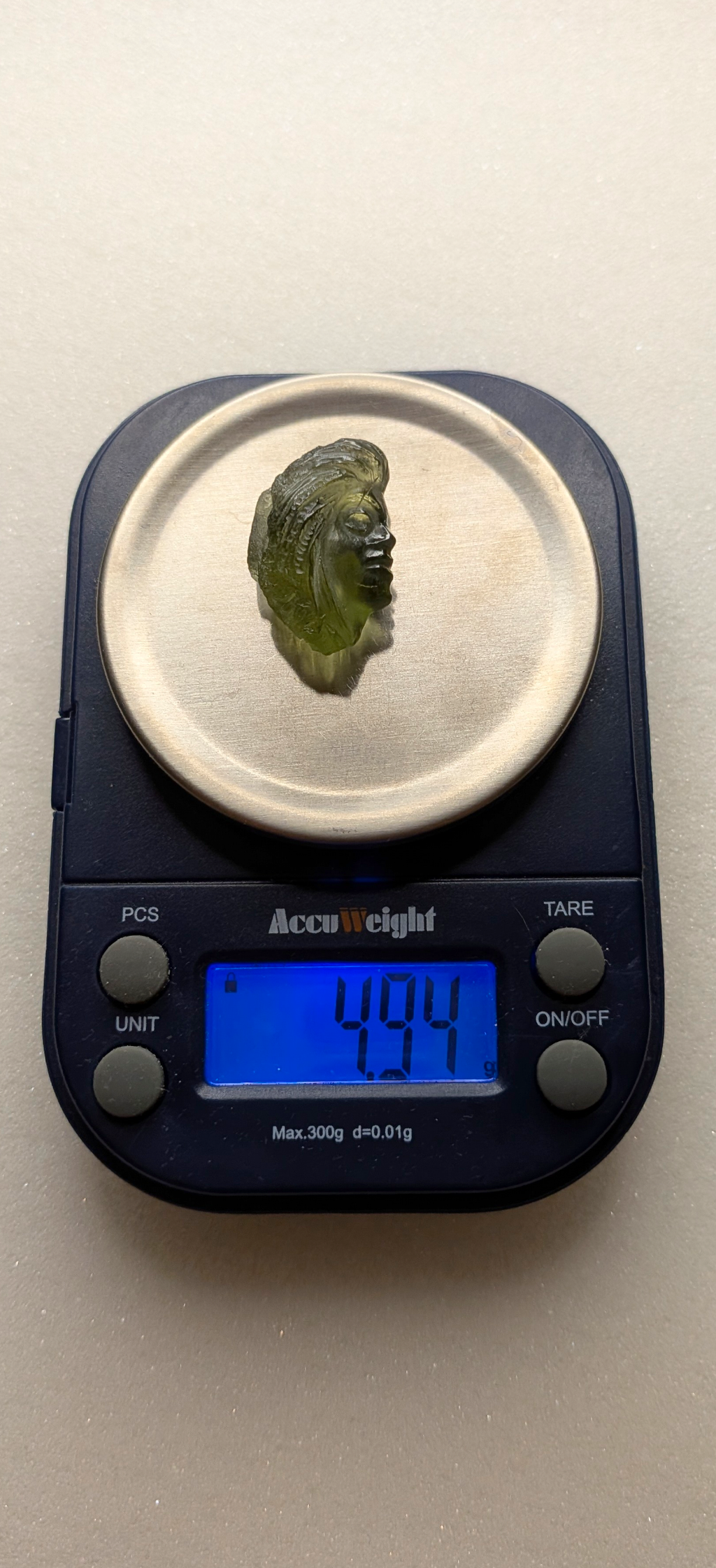 Moldavite Art-Glyptic - Ancient Face #76 - 4.94g