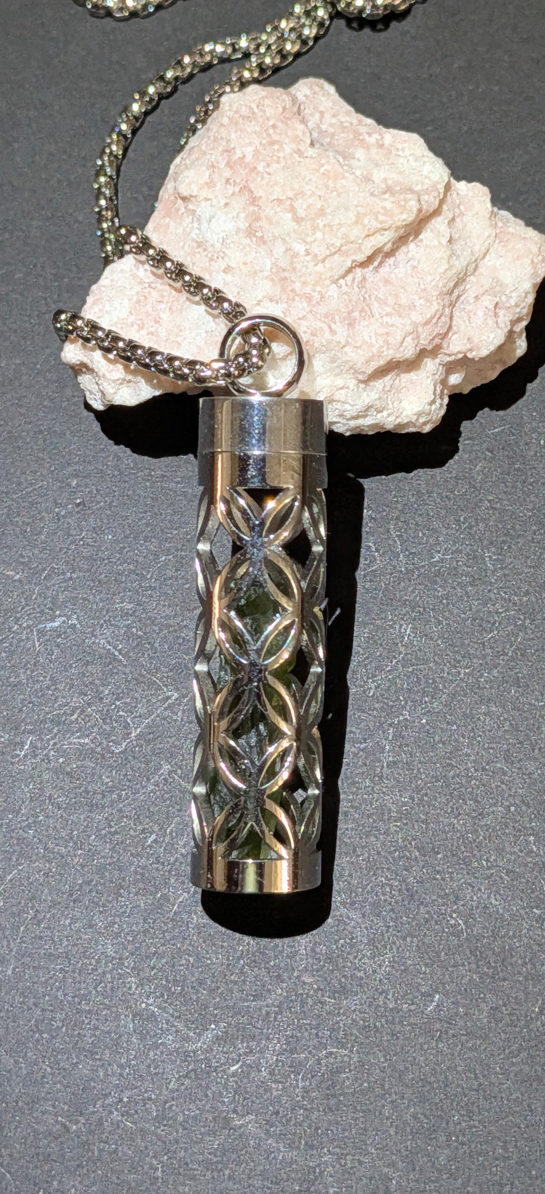 Caged Moldavite with Chain #24-25