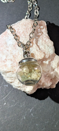 Small Bauble Pendant WIth Tiny Modavites In Mother Soil, Chain #35