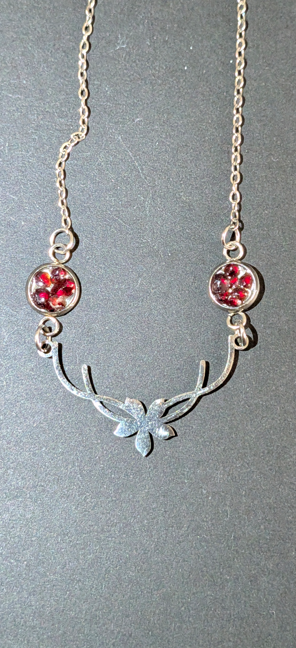 Flower Pendant With Bohemian Garnets #42