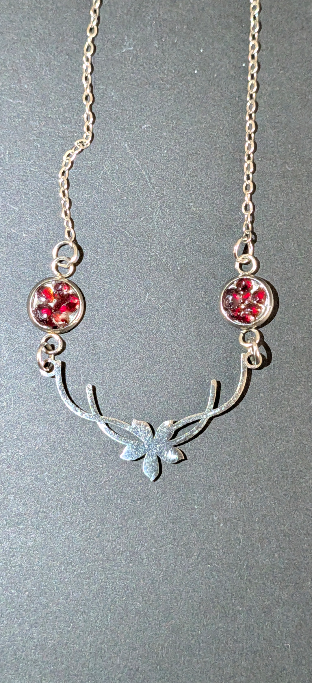 Flower Pendant With Bohemian Garnets #42