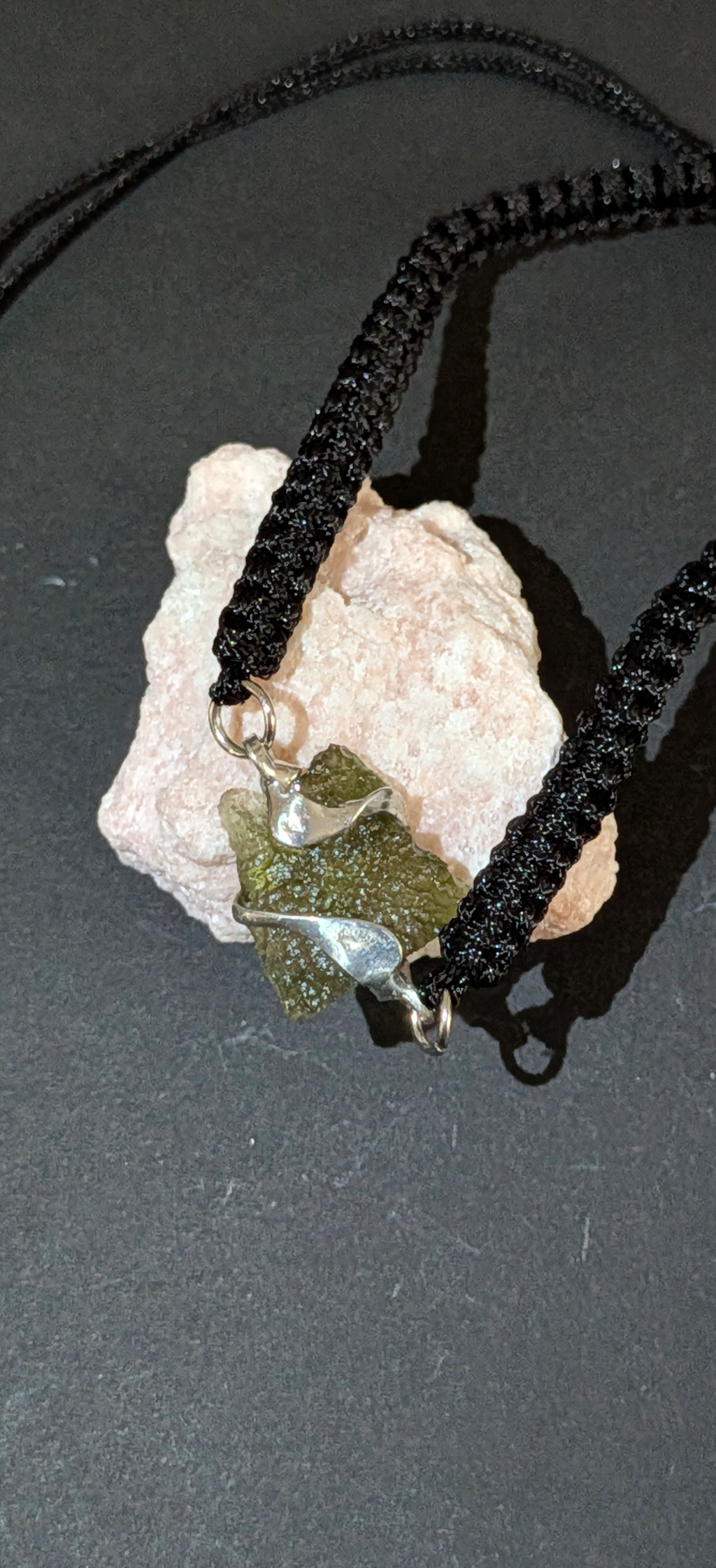 Fabric Bracelet With A Moldavite From Chlum 0,7g #48