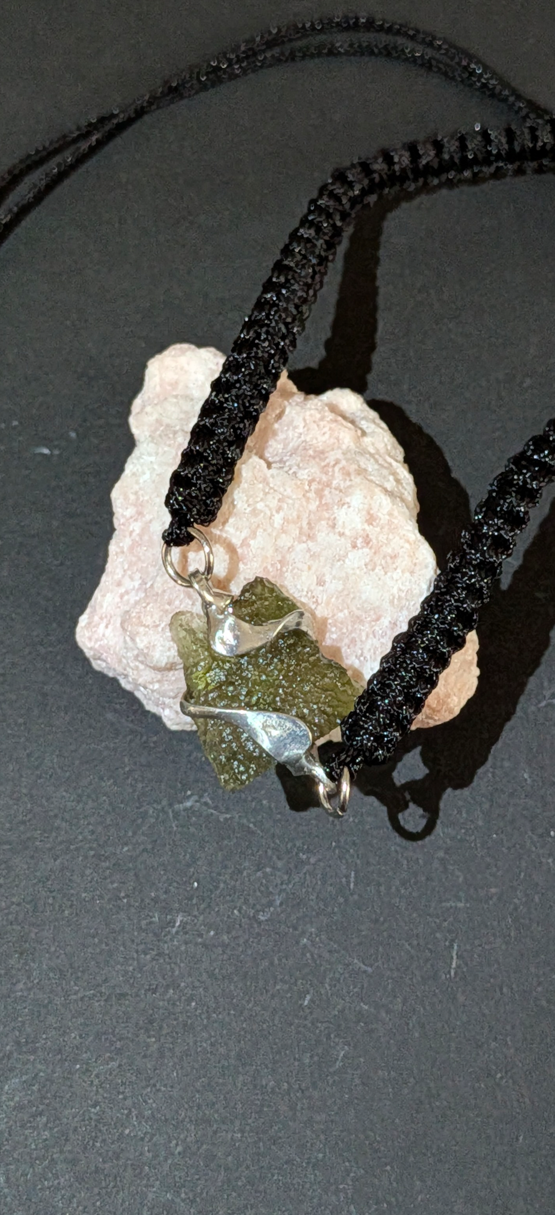Fabric Bracelet With A Moldavite From Chlum 0,7g #48