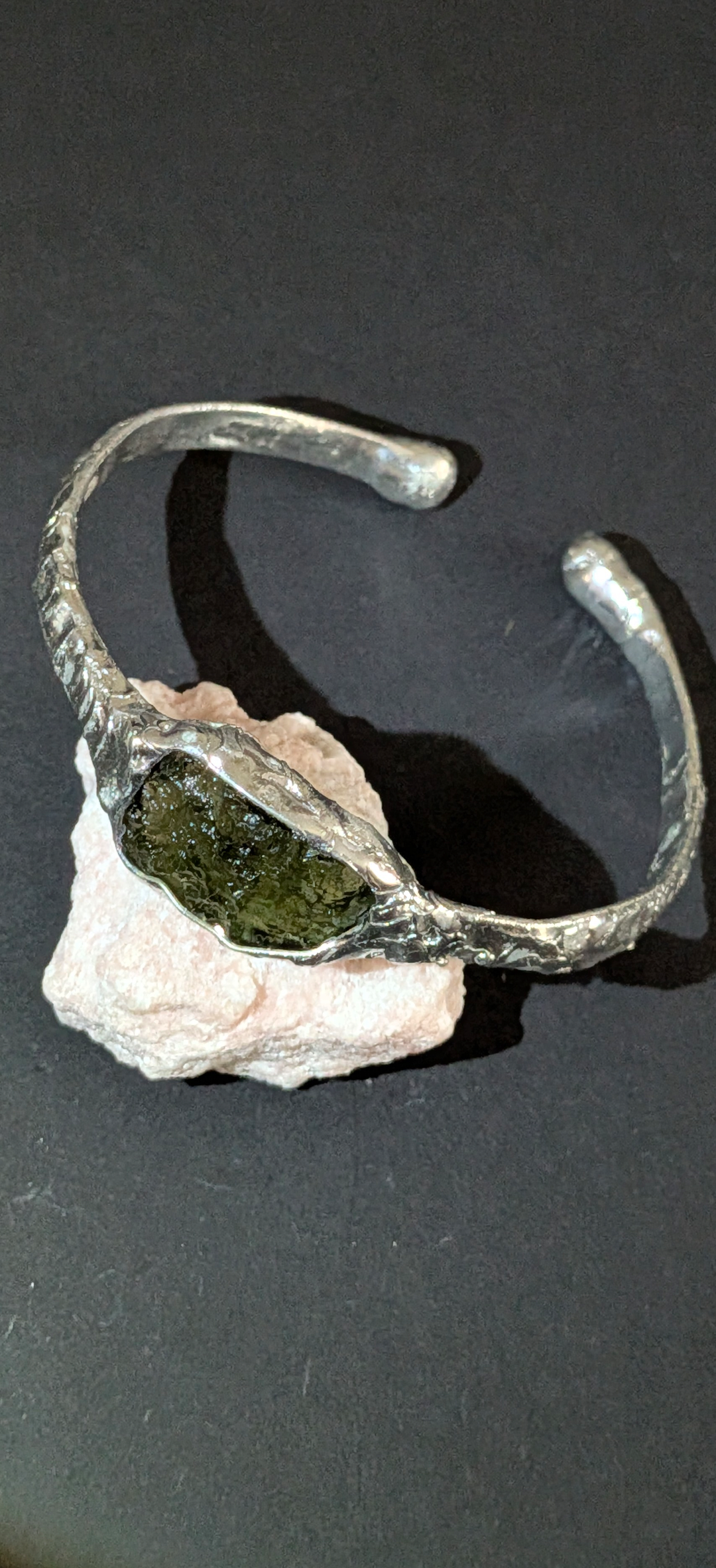 Moldavite Cast Bracelet, Chlum #52