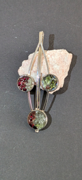 Hair Clip Brooch With Moldavites and Bohemian Garnets #8