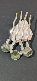 Hair Comb Brooch With Moldavites and Herkimer Diamonds #11