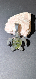 Turtle Pendant With Moldavites #12