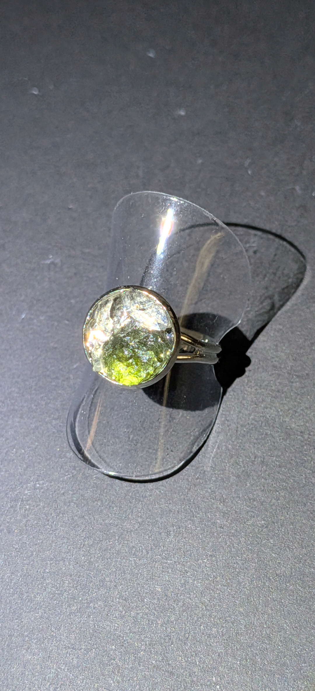 Adjustable Ring With Moldavites and Herkimer Diamonds #14