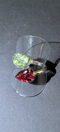 Adjustable Ring With Moldavites And Bohemian Garnets #18