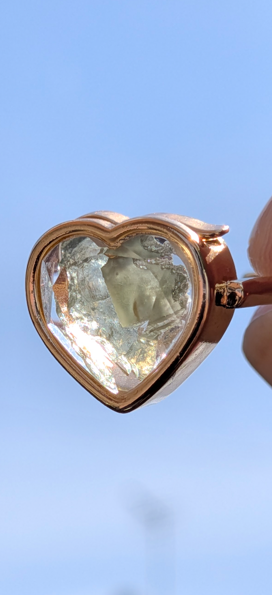 Locket Pendant And Ring Set With Moldavites And Herkimer DIamonds #29