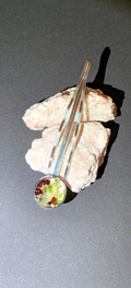 Hair Clip Brooch With Moldavites and Bohemian Garnets #7