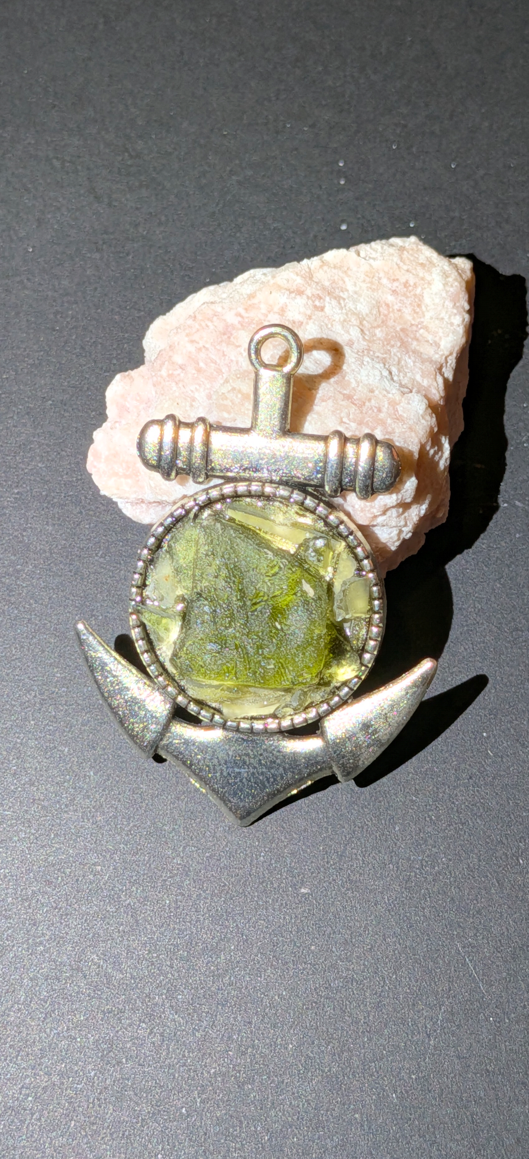Anchor Pendant With Moldavites #30