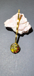 Hair Pin With Moldavites and Bohemian Garnets #39