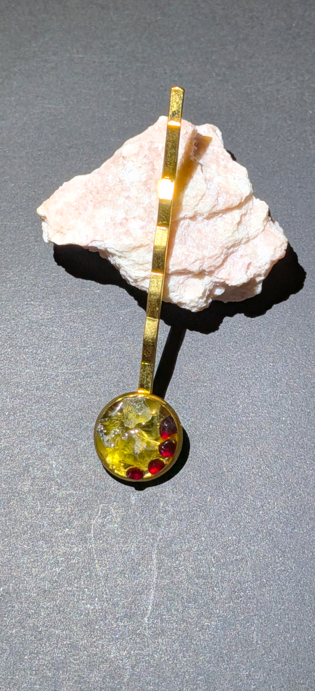 Hair Pin With Moldavites and Bohemian Garnets #39