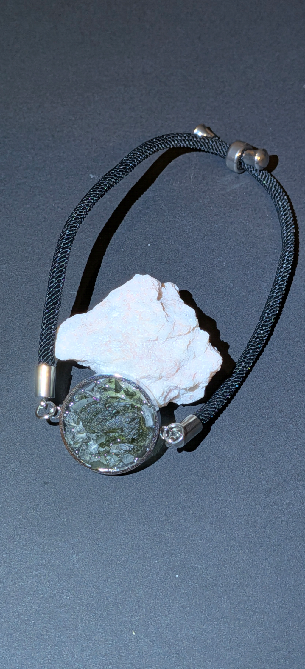 Fabric Transparent Bracelet With Moldavites #49