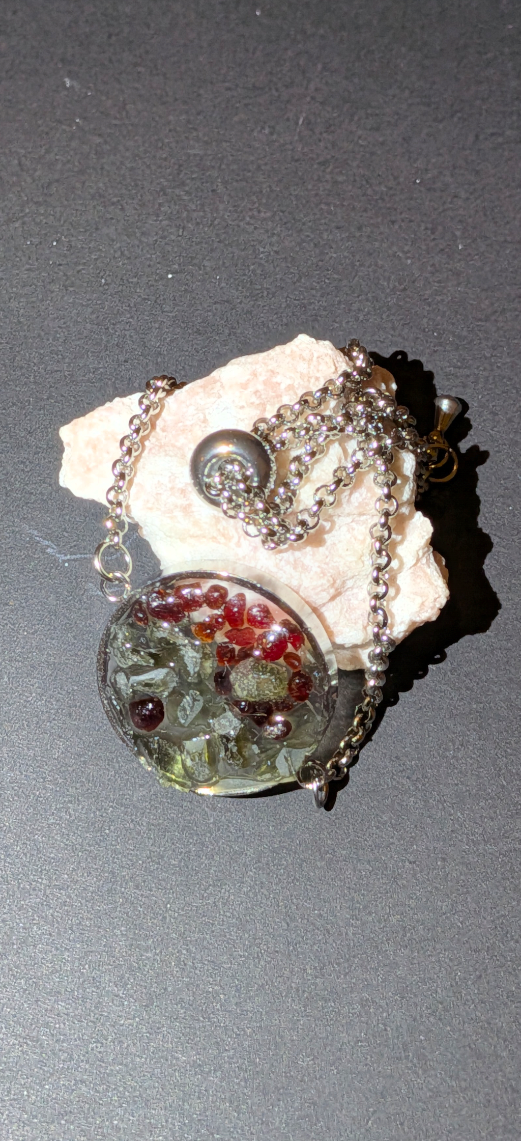 Transparent Bracelet With Moldavites And Bohemian Garnets #51