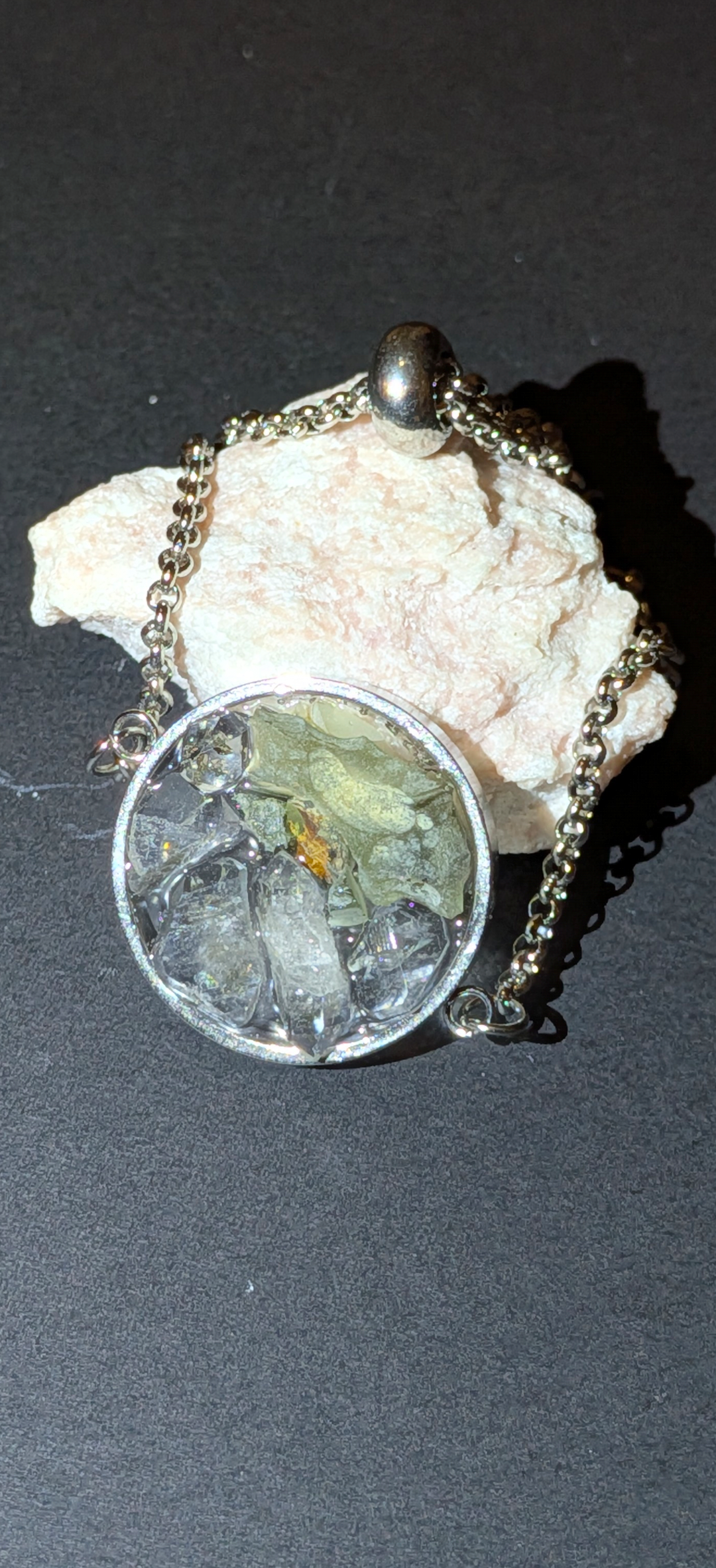 Transparent Bracelet With Moldavites And Herkimer Diamonds #53