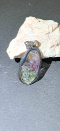 Small Drop Shaped Transparent Pendant With Moldavites And Amethysts #65