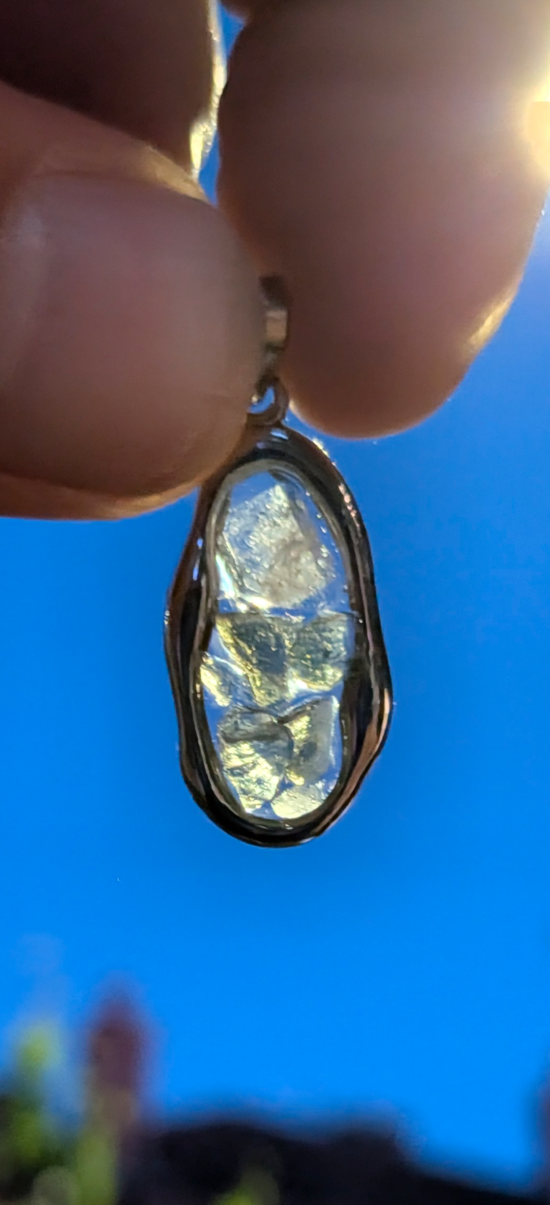 Small Drop Shaped Transparent Pendant With Moldavites And Herkimer Diamonds #66