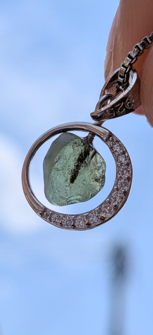 925 Silver Rotating Pendant With Moldavite #74