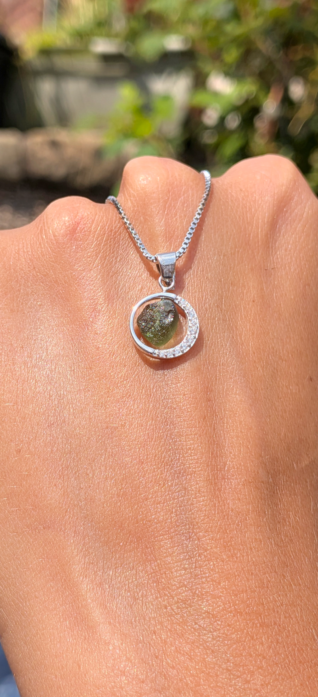 925 Silver Rotating Pendant With Moldavite #74