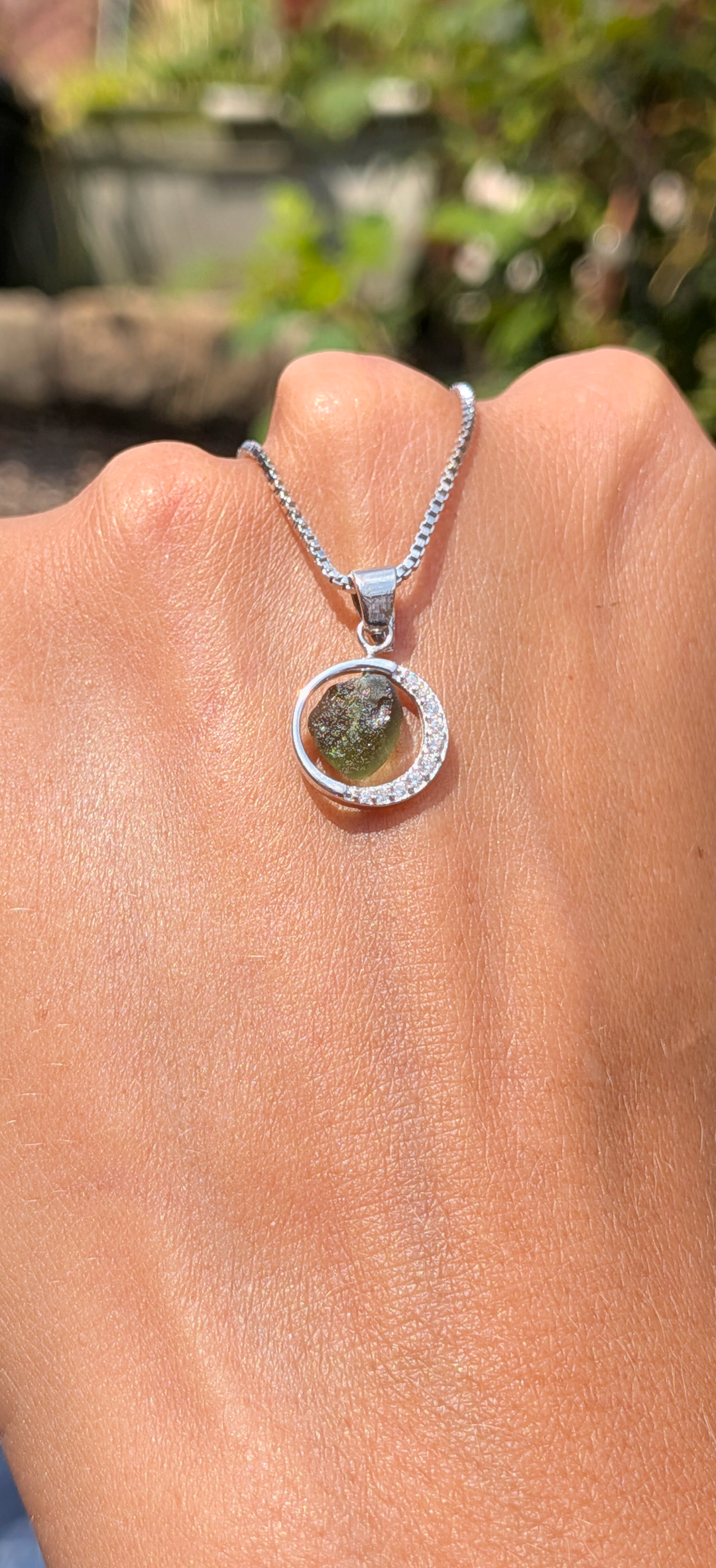 925 Silver Rotating Pendant With Moldavite #74