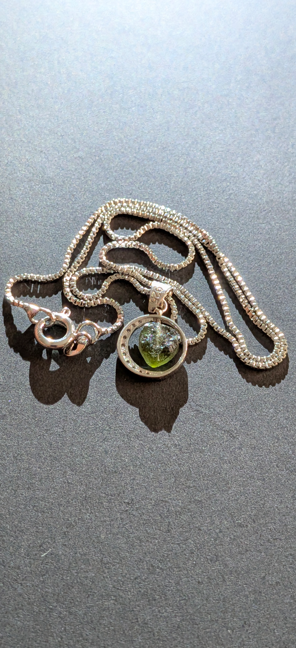 925 Silver Rotating Pendant With Moldavite #74
