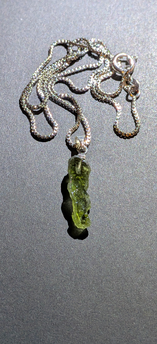 925 Silver Pendant With Moldavite #75